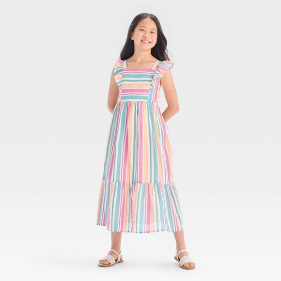 Sleeveless Striped Kids Dress - Picture 2 of 4